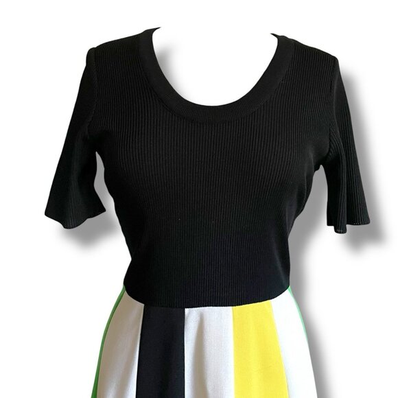 Vintage 1970s Dalton Womens Maxi Dress Sz M/L Mediun Large Black Green Yellow - Picture 5 of 10